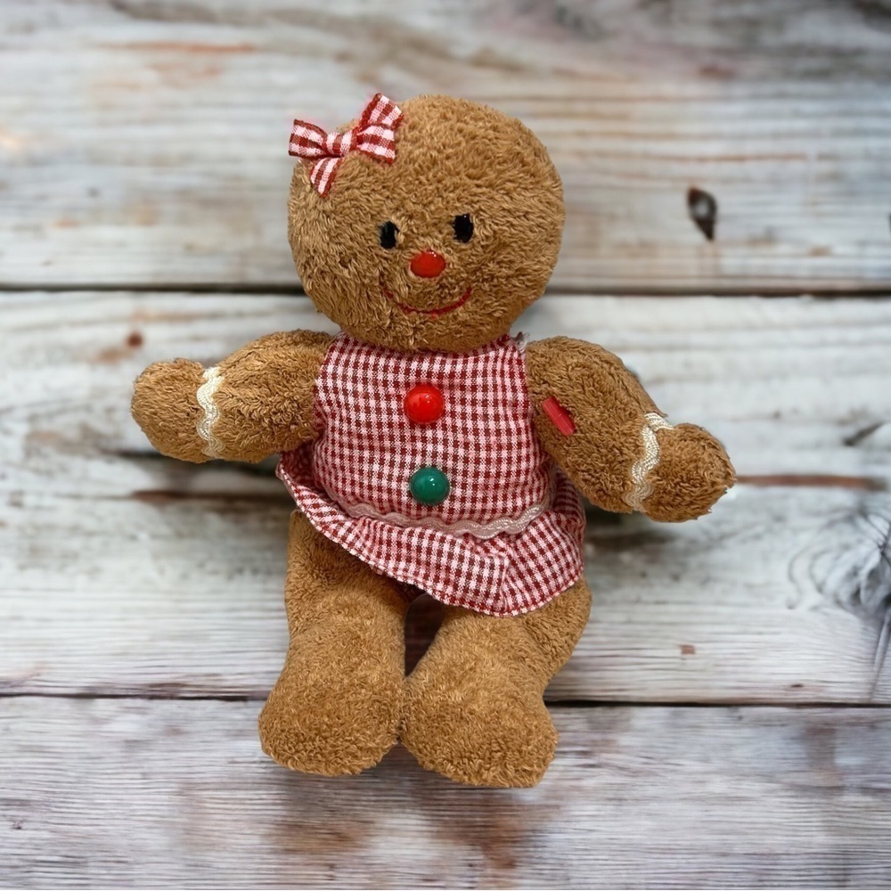 TY Gretel Gingerbread Man Plush Stuffed Bean Bag Toy Christmas Holiday Brown Red